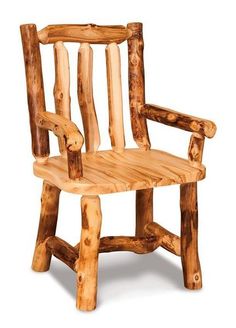 a wooden chair made out of logs