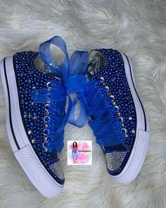 WOMEN Blue Bling Converse All Star Chuck Taylor Sneakers LOW TOP - Etsy Blue Rhinestone Shoes, Bedazzled Converse, Bling Sneakers, Quinceanera Shoes, Graduation Shoes, Wedding Ides, Bedazzled Shoes, Tie Sneakers, Bling Converse