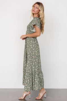 Joanie Smocked Dress | Green Floral | Baltic Born Cocktail Jumpsuit, Smocked Maxi Dress, Tulle Maxi Dress, Destination Dress, Semi Casual, Baltic Born, Dress Dusty, Velvet Fashion, Smocked Dress