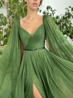 A-Line Evening Gown Elegant Dress Wedding Party Court Train Sleeveless V Neck Fall Wedding Guest Chiffon with Ruched 2024 2024 - $149.99 Green Draped Prom Dress, Green Ruched Gown For Wedding, Green Ruched Wedding Gown, Green Ruched Evening Dress For Wedding, Chiffon Gown With Pleated Bodice, Chiffon Gown With Pleated Bodice For Evening, Green Pre-draped Dress With Pleated Bodice, Green Fitted Chiffon Gown, Green Chiffon Evening Dress For Banquet