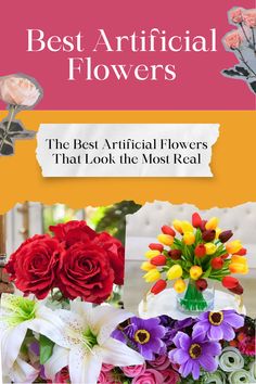 the best artificial flowers that look the most real book cover with images of colorful flowers in vases