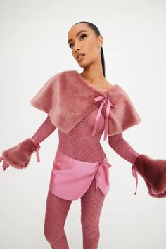 French Kiss Cape – BRIELLE Fitted Winter Capelet, Winter Fitted Capelet, Pink Winter Evening Outerwear, Chic Fitted Winter Cape, Dreamy Outfits, Moon Crop Top, Silk Wrap Skirt, Raspberry Mousse, Futuristic Fashion