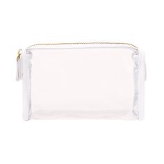 Travel Pouch Clear Cosmetic Bag With Removable Pouch For Travel, Clear Travel Cosmetic Bag With Removable Pouch, White Rectangular Travel Accessories For On-the-go, Modern White Travel Pouch, White Functional Cosmetic Bag With Zipper, White Travel Cosmetic Bag With Removable Pouch, Functional White Cosmetic Bag With Zipper, White Functional Cosmetic Bag With Zipper Pouch, White Rectangular Travel Pouch