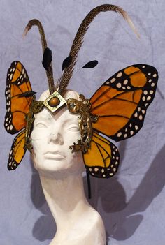 BE the regal Monarch butterfly in this incredible butterfly mask! Monarch Butterfly Headpiece, Monarch Butterfly Fairy, Butterflies In Stomach, Bug Costume, Butterfly Mask, Butterfly Costume, Butterfly Fashion, Butterfly Theme, Butterfly Fairy