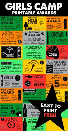 the girls camp printable awards poster