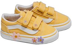 Cute Yellow Sneakers For Spring, Vans Sneakers For Spring, Vans Sneakers With Laces For Spring, Spring Adjustable Lace-up Sneakers, Adjustable Lace-up Spring Sneakers, Cute Vans Sneakers For Spring, Spring Vans Sneakers, V Flower, Vans Store