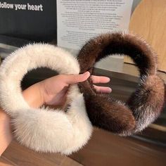 Find ideas๏ฟฝand inspiration for Women's Real Mink Fur Earmuffs Winter Warm Large Ear Protection Muffs Earflap, Women's Accessories Knit Earmuffs, Fluffy Ear Muffs, Earmuffs Outfit, Winter Ear Muffs, Winter Inspo Outfits, White Wool Coat, Brown Fur Coat, Fur Earmuffs, Thrift Inspo