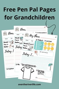 three free printables for grandparents to use with their children's writing and crafts