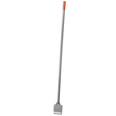 an orange and silver shovel on a white background