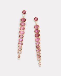 18K Yellow Gold Ombré Oval Drop Earring with Pink Tourmaline and Diamonds, .13 TCW2 1/2 Inches Long x 1/4 Inch Wide Style# YEOODPTW Luxury Pink Oval Jewelry, Elegant Oval Tourmaline Earrings, Pink Tourmaline Jewelry, Pear Shaped Ring, Tourmaline Earrings, Tourmaline Jewelry, Earrings And Necklace, Elegant Nails, Jewelry Lookbook