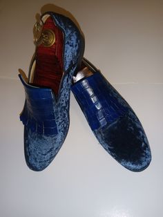 New Men Blue Handmade Velvet Shoes With Blue Leather Flap Slip On Loafer Dress Shoe These fashionable comfortable shoes are perfect to wear with a suit, slacks or even jeans. Look chic in these essential slip on loafers wherever you go. Blue Wingtip Tassel Loafers With Leather Sole, Elegant Blue Slip-on Leather Shoes, Blue Wingtip Monk Strap Shoes For Business, Blue Wingtip Monk Strap Business Shoes, Blue Brogue-detailed Loafers For Galas, Blue Monk Strap Shoes With Brogue Detailing For Business, Blue Round Toe Tassel Loafers For Business, Blue Monk Strap Shoes With Leather Sole, Blue Goodyear Welted Slip-on Dress Shoes