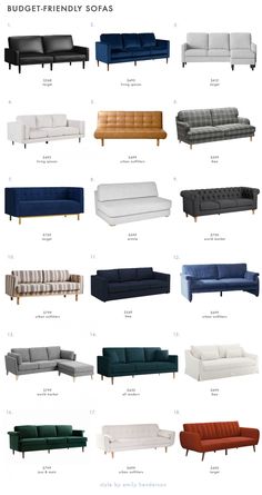 the different types of couches and loveseats