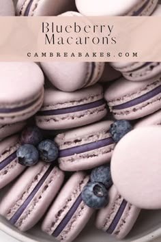 blueberry macarons in a bowl. Blueberry Ganache, Blueberry Macarons, Macaroon Filling, Hosting A Tea Party, Blueberry Filling, Macaron Filling