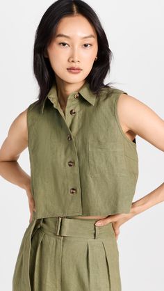 Fast Free Shipping & Free Returns on HEVRON Katja Linen Top at Shopbop. Shop new arrivals from HEVRON at Shopbop.com Womens Matching Sets, Linen Crop Top, Summer Linen, Medical Problems, Style Cardigan, China Fashion, Linen Top, Linen Clothes