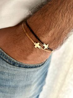 Mens Bracelet Cross Charm in Solid 14K Gold, Adjustable and Waterproof Bracelet, Dainty Jewelry, Perfect Gift for Him, Stacking Jewelry - Etsy Romania Adjustable 14k Gold Cross Jewelry, Gold Cross Bracelets For Everyday, Gold Cross Bracelet For Everyday Wear, Everyday Gold Cross Bracelets, Yellow Gold Cross Bracelet As Gift, Yellow Gold Cross Bracelets As Gift, Cross Bracelet For Boys, Elegant Adjustable Cross Bracelet, Yellow Gold Cross Bracelet For Gift