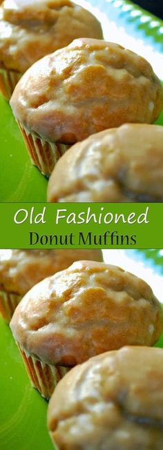 old fashioned donut muffins on a green plate