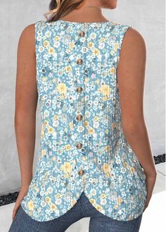 Color:Mint Green;Size:S;Size:M;Size:L;Size:XL;Size:XXL;Package Contents:1 X Tank Top;Style:Casual; Christmas Sweatshirt Ideas, 2000 Clothes, Neat Clothes, Summer Items, Patterns Sewing, Trendy Tops For Women, Ditsy Floral Print, Modest Clothing, Lovely Tops