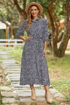 Black Casual Long Sleeve Polka Dot Midi Dress, Elegant Polka Dot Dresses With Buttons, Spring Polka Dot Dress With Button Closure, Polka Dot Knee-length Dress With Buttons, Polka Dot Dress With Button Closure For Spring, Casual Polka Dot Button-up Dress, Casual Polka Dot Maxi Dress For Fall, Polka Dot Button-up Dress With Buttons, Polka Dot Button-up Dress