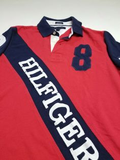 Tommy Hilfiger Mens Custom Fit Medium Spell Out Polo Shirt Red Blue Embroidered . Condition is Pre-owned. Shipped with USPS First Class Package. Long Sleeve Cotton Polo Shirt With Embroidered Logo, Red Cotton Polo Shirt, Red Long Sleeve Top With Embroidered Logo, Red Embroidered Logo Top For College, Tommy Hilfiger Cotton College Tops, Red Collegiate Tops With Embroidered Logo, Casual Tommy Hilfiger Tops For College, Tommy Hilfiger Casual Tops For College, Tommy Hilfiger Red Long Sleeve Shirt