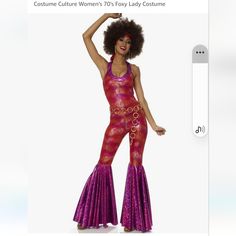 an image of a woman with afro hair wearing a purple and red outfit on the web page