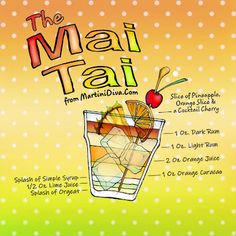 the maii tai cocktail recipe is shown in this poster, with information about it