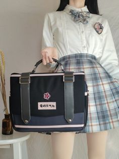 Features: 3 ways JK uniform satchel bag cute japanese 14 inch messenger bag school backpack bags for high school.  Attention: This price includes a bag only, others are not included.   	 		 			Size 			Free Size 		 		 			Height 			25 		 		 			Length 			32 		 		 			Depth 			9 Harajuku Style Large Capacity School Bag, Harajuku Style Bags For Students, Back To School, Harajuku Style Student Bags For Back To School, Harajuku Style Bag For Back To School, Harajuku Style Back To School Bag, Harajuku Style Backpack For School, Harajuku Style Standard Backpack For School, Harajuku Style Standard Backpack For Study, Harajuku School Bag With Adjustable Strap