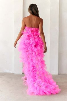 She's The Main Girl High Low Tulle Dress Neon Pink-Hey Shelly High Low Tulle Dress, Coral Mini Dress, Long Bodycon Dress, High Low Skirt, Bubble Skirt, Girls High, Dress Girl, Mini Dresses Summer, Pink Mini Dresses