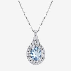 Features: Quick ShipJewelry Closure: Spring Ring ClaspSetting: ProngStone Cut: OvalStone Millimeter Measurement: 8 Mm Length, 6 Mm WidthMetal Color: WhiteChain Length: 18 InchPendant Length: 20mmPendant Width: 10.7mmChain Construction: BoxCare: Wipe CleanStone Type: 1 Simulated Aquamarine, 45 Lab Created SapphireAuthenticity: Simulated StoneBirthstone: March BirthstoneMetal: Sterling SilverNecklace Type: Pendant NecklacesCountry of Origin: Imported Silver Sterling Silver Necklace With Center Stone, Sterling Silver Teardrop Jewelry With Center Stone, Dazzling Necklace With Center Stone As Gift, Dazzling Formal Necklace With Birthstone, Dazzling Formal Birthstone Necklaces, Dazzling Formal Necklaces With Birthstone, Dazzling Necklace With Center Stone For Gift, Sterling Silver Necklace With Center Stone For Gift, Formal Silver Necklace With Center Stone