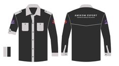 an uniform shirt with the name amikom depot on it and two different colors