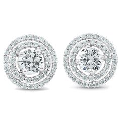 This high quality matching pair of women's studs features 1/2ct centers and round cut accent diamonds. All diamonds are set in solid 10k white gold and secured with butterfly push backs. Color: gold/white. Gender: female. Age Group: adult. Gia Certified Diamond Cluster Earrings, Anniversary Round Cut Cubic Zirconia Cluster Earrings, Gia Certified Round Diamond Earrings, Gia Certified Round Cut Diamond Cluster Earrings, Diamond White 14k White Gold Earrings With Halo Design, Gia Certified Diamond White Diamond Earrings, Round Cut Cubic Zirconia Cluster Earrings For Formal Occasions, Diamond Cluster Earrings For Anniversary, Formal Round Cut Cluster Earrings With Lab Grown Diamonds