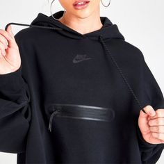 Brand New With Tags! Smoke And Pet Free Home Nike Women's Sportswear Tech Fleece Over-Oversized Crop Pullover Hoodie Color: Black Women's Size: Xxl Width: 35" | Length: 23.5" This Nike Tech Hoodie With Voluminous Sleeves And Dropped Shoulders Make It The Perfect Fit When Comfort And A Cutting-Edge Look Are Your Top Priorities Smooth On Both Sides, Tech Fleece Offers Premium Warmth And An Elevated Look Without Adding Weight Or Bulk. Taping Reinforces The Construction And Accents The Zippers While Nike Tech Hoodie, Nike Fleece Hoodie, Tech Hoodie, Nike Windbreaker Jacket, Crop Pullover, Women's Sportswear, Nike Windbreaker, Nike Tech, Tech Fleece