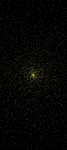 an abstract black background with small yellow dots in the center and light at the end