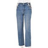 New Years Sales, Baggy Jeans, Quick Dry, Straight Leg, Zipper, Chain