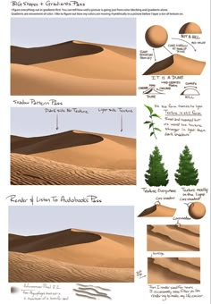 an image of sand dunes and trees in different stages of development, with text describing how they are made