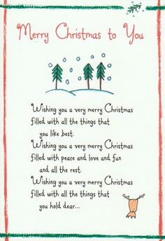 a christmas card with the words merry christmas to you