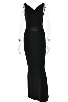 This sophisticated maxi dress features a sleeveless design and a backless cut, offering a sleek and graceful silhouette. Perfect for an elegant evening or special occasion. Details: Elasticity: Medium Stretch Fabric Type: POLYESTER Silhouette: Sheath Neckline: Square Collar Material: POLYESTER Size (IN) Bust Waist Length Hip S 13.78 12.20 56.30 33.07-40.94 M 14.57 12.99 57.09 34.65-42.52 L 15.75 13.78 57.87 37.01-44.88 Sleek Fitted Backless Maxi Dress, Sleek Stretch Backless Maxi Dress, Sleek Backless Maxi Dress, Chic Stretch Backless Maxi Dress, Sheer Back Stretch Maxi Dress For Party, Stretch Maxi Dress With Sheer Back For Party, Sleek Fitted Sleeveless Maxi Dress, Bodycon Full-length Maxi Dress For Party, Chic Fitted Maxi Dress With Sheer Back