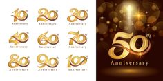 golden 50th anniversary numbers with sparkling lights