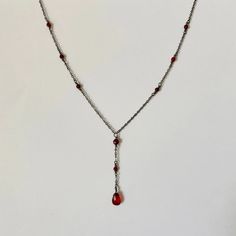 Red Crystal Drop Necklace on Delicate Gunmetal Grey or Gold Chain - Etsy Katherine Core, Prom Jewelry, Elegant Red, Gunmetal Grey, Red Agate, Wedding Jewellery Necklace, Red Crystals, Girly Jewelry, Crystal Drop