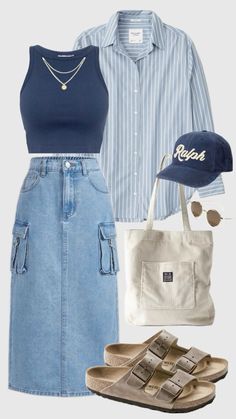 #ootd #fashion #outfits #pinterest Stylish Outfits Casual, College Outfit, Denim Skirt Outfits, Casual College Outfits