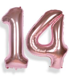 PRICES MAY VARY. JUMBO SIZED: 40 inch rose gold number 14 foil balloons, 1 inflatable straw NUMBER BALLOON: no extra knot, self-sealing valve, convenient inflation and deflation, great photo props Made of food grade material, safe and non-toxic, can be float; just fill 90% to make the balloon inflated completely This giant number 14 balloon can perfectly decorate your 14th birthday party or other 41 anniversary events If you are not satisfied, please contact us through the Amazon system email; w 14th Birthday Balloons, Urban Air Birthday Party, Happy 14th Birthday, Fourteenth Birthday, 41st Anniversary, Birthday Photo Booth, Pink Party Decorations