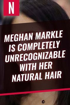 a close up of a person wearing a necklace with text on it that reads,'mechan markle is completely unrecognizable with her natural hair '