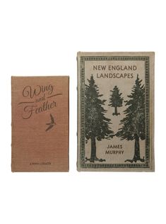 the front and back cover of a new england landscape book with an illustration of trees