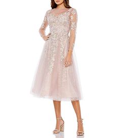 Dresses For Women | Dillard's Short Wedding Guest Dresses, Vintage Lilac, Tulle Cocktail Dress, Embellished Cocktail Dress, Luxurious Dresses, Layered Tulle Skirt, Embroidered Bodice, Party Dress Long Sleeve, Midi Cocktail Dress