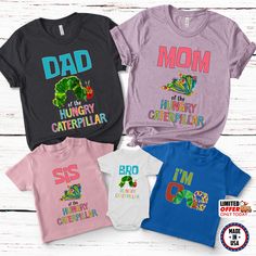 Family Hungry Caterpillar Shirt, The Very Hungry Caterpillar First Birthday Shirt, New Baby Gift, Pregnancy Reveal, Birthday Party NEWO12 👏CONGRATULATIONS You have found an online shop with reasonable prices, amazing quality, and fast shipping  We offer shirts for VACATIONS, HOLIDAYS, EVENTS, FAMILY REUNIONS, BIRTHDAYS, MOTHER'S DAY, FATHER'S DAY, GRADUATIONS, FUNNY T-SHIRTS as well as CUSTOM T-SHIRTS.  💖Description💖  --About this T-shirt--  👉Our Adult Unisex T-Shirt brand is BELLA CANVAS Available in size: XS, S, M, L, XL, 2XL, 3XL, 4XL, 5XL - 100% Airlume combed and ringspun cotton (fiber content may vary for different colors) - Light fabric (4.2 oz/yd² (142 g/m - Retail fit - Tear away the label - Runs true to size  👉Our Youth Unisex T-Shirt brand is Gildan-Kids Heavy Cotton Tee - Hungry Caterpillar Shirt, Hungry Caterpillar First Birthday, Hungry Caterpillar Birthday, First Birthday Shirt, First Birthday Shirts, The Very Hungry Caterpillar, Family Reunions, Birthday Themes, Very Hungry Caterpillar