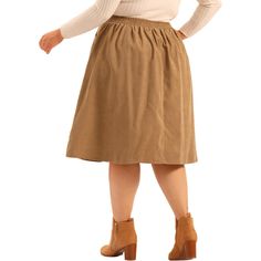 The Plus Size Skirt for Women Casual Knee A-Line Faux Suede Skirts is a blend of comfort and style. The A-line design of this skirt ensures a flattering fit for plus-size women of all body types. The knee length adds a touch of sophistication and modesty to the overall look, making it suit for casual or semi-formal occasions. It is versatile enough to be paired with a variety of tops and shoes. This skirt is easy to care for, simply hand wash or machine wash at a low temperature to maintain its Fall Mini Skirt With Elastic Waistband, Fall Mini Skirt With Elastic Waistband In Relaxed Fit, Relaxed Mini Skirt With Elastic Waistband For Fall, Suede Skirts, Plus Size Skirt, Faux Suede Skirt, Skirt For Women, Suede Skirt, Plus Size Skirts