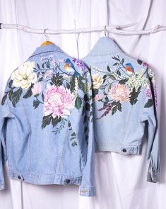 Denim Painting, Jeans Oversize, Flower Jacket, Paint Splatter Jeans, Stella Jeans, Oversize Jacket, Wedding Jackets, Painting On Clothes, Crop Top Jacket