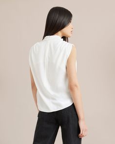 Allegra Gathered-Neck Sleeveless Blouse  |  Modern Citizen Gathered Neckline, Weekend Style, Sleeveless Blouse, The Weekend, The Office, One Shoulder Blouse, Midi Skirt, Trousers, Skirt