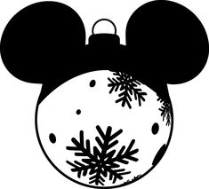 a mickey mouse head with snowflakes on it