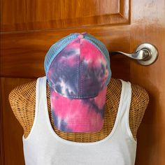 Brand New Women Tie Dye Ponytail Hat Baseball Cap Messy High Bun Ponytail Mesh Trucker Hat This Hat Seems To Run On The Larger Side Never Been Worn. To Big For Me Comes In A Bag, There Was Never Any Tags Trendy Blue Hat One Size, Multicolor Curved Bill Hat For Summer, Pink Curved Bill Hats For Summer, Pink Curved Bill Baseball Cap For Summer, Multicolor Curved Bill Hats For Spring, Fun Curved Bill Baseball Cap, Multicolor Curved Bill Baseball Cap For Spring, Pink Visor Hat One Size Fits Most, Trendy Fitted Multicolor Hats