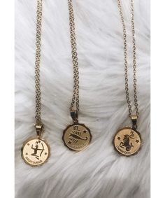 BESTSELLER-RESTOCKED! Antique coin style medallion necklace, featuring the twelve Zodiac signs, hangs from a sturdy yet shimmering gold chain.Perfect for Layering or wearing alone. Tarnish Free. 18Kt Gold Plating. Stainless Steel We don’t want your special moment to fade. To maintain the quality of your new Mathew & Marie Co. jewelry, please:• Do not wear it to the pool, spa, or the beach Sugarhigh Lovestoned, Leo Necklace Zodiac, Antique Coins, Leo And Virgo, Sagittarius And Capricorn, Virgo And Libra, Zodiac Necklace, Taurus And Gemini, Medallion Necklace